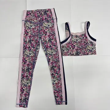 크림 애슬레틱스 꽃무늬 스포츠 브라 레깅스 세트 S