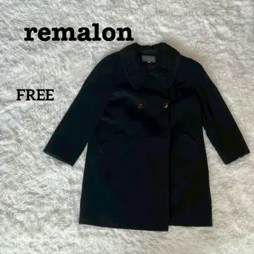 레마론 REMALON 블랙 롱 코트 피 코트 울 100%