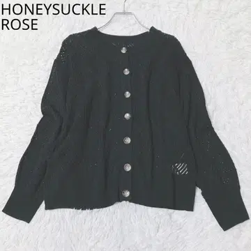 허니 사클 로즈 가디건 케이블 니트 캐주얼 블랙 M~L