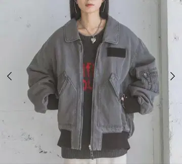 JEANASIS 리버서블 퍼 플라이트 자켓 블랙 데님