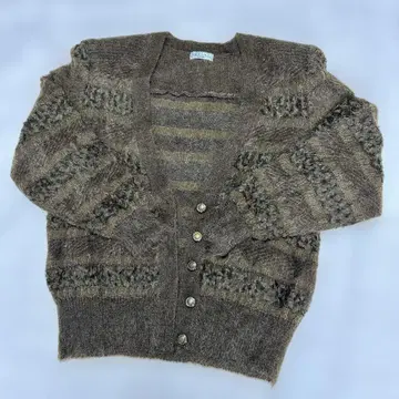 여성용 레나운 브라운 계열 모헤어 뜨개질 니트 가디건