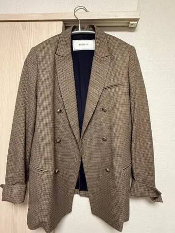 ROUGE Vif 체크 무늬 더블 브레스트 자켓