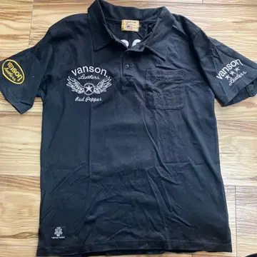 vanson 블랙 피케 셔츠