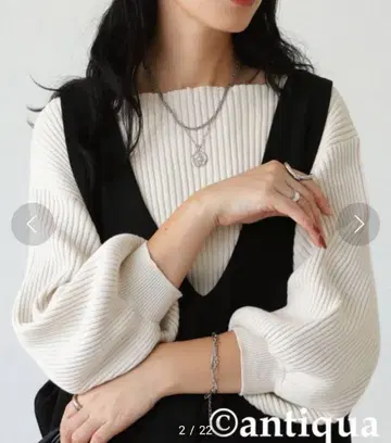 안티카 patterntorso 코튼 니트 톤온톤 여성 패션 새상품급