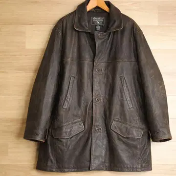 Eddie Bauer 가죽 코트 다크 브라운 L