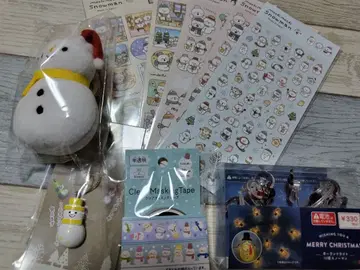 스노우맨 키링 스티커 마스킹 테이프 가랜드 라이트 세트