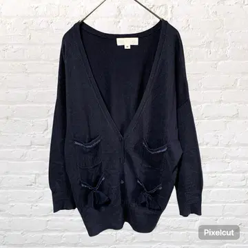 12280 JILL STUART 가디건 M 겉옷 네이비 리본