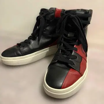 REPRESENT 하이컷 스니커즈 블랙/레드 가죽