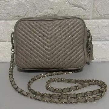 태슬 퀼팅 체인 백 숄더 천연 가죽 그레이지 그레이