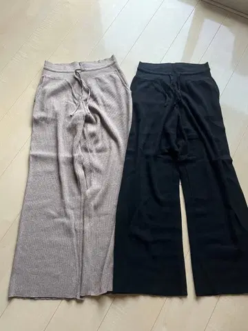 UNIQLO 워셔블 리브 니트 팬츠 XL 블랙 베이지 2세트