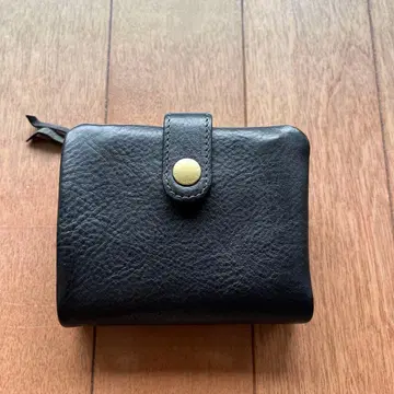 생크 가죽 블랙 이단 접이식 지갑