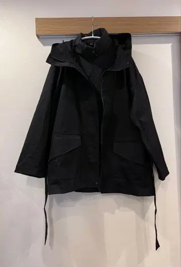 UNIQLO:C 3WAY 코튼 오버 사이즈 하프 코트 블랙 L