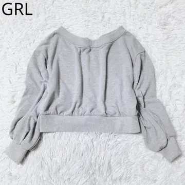 그레일 맨투맨 크롭 기장 볼륨 슬리브 보트넥 그레이 F