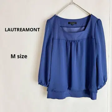 LAUTREAMONT 블라우스 M 블루 7부 소매 스퀘어 넥 일본제