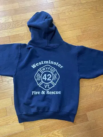 구제 의류 USA 후드티 네이비 소방 구조 S 새상품급 빈티지