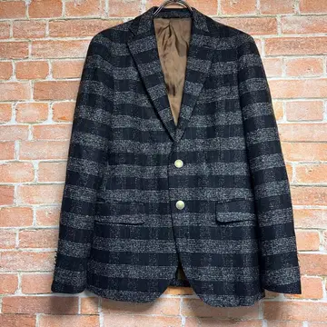(미사용급) 23구 HOMME FORTEX 체크 무늬 골드 버튼 자켓