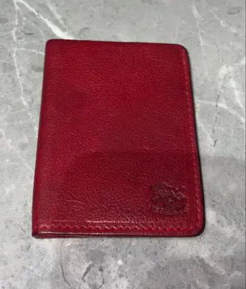 IL LIGONE 천연 가죽 빨간색 패스 케이스