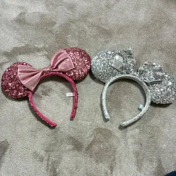 미니 귀 스팽글 머리띠 세트