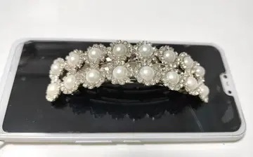 차분한 어른의 멋스러움! 고급! 라이트 그레이 펄 & 큐빅 헤어 클립