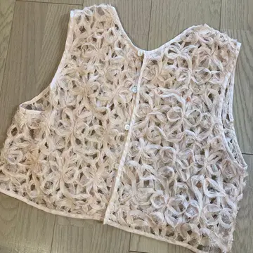 꽃무늬 자수 핑크 베스트 프리 사이즈