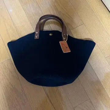 네이비 울 가죽 토트백 일본제