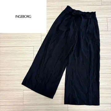 INGEBORG 잉게보그 와이드 팬츠 벨트 리본 블랙