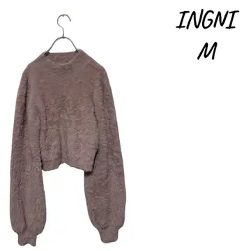 INGNI 옅은 핑크 긴팔 니트, 복슬복슬 모에소매 M 사이즈