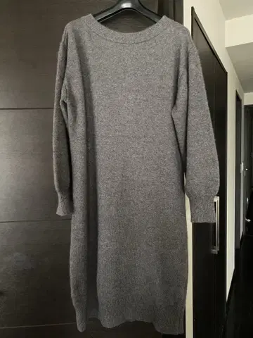 그레이 니트 원피스 긴팔 벨트 포함