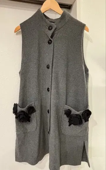 특별 세일 포테치노 사에라 그레이 플리스 롱 베스트 롱 베스트 M