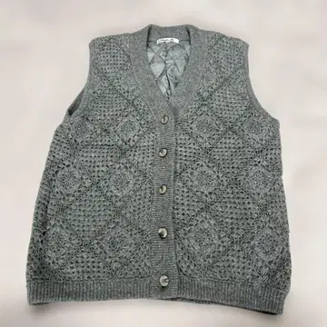 시니어 실버 외출복 그레이 뜨개질 무늬 장식 비즈 포함 베스트 L