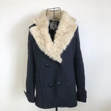 자라 트라팔루크 네이비 울 더블 브레스트 피 코트