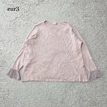 에우르큐브 플레어 슬리브 리브 니트 (1) 핑크 시어 페미닌 성인