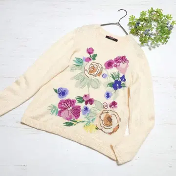 [새상품급] LEONARD 실크 모헤어 자수 니트 스웨터 M