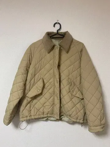 베이지 퀼팅 자켓 코듀로이 옷깃