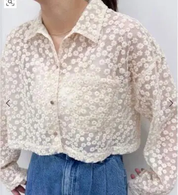 UbySpick&Span 플라워 오픈 카라 셔츠