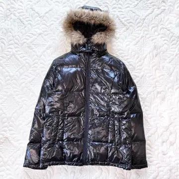 시크 스타일 y2k 후드 퍼 다운 자켓 퀼팅 광택감 블랙