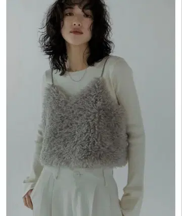 Re:EDIT 티베트 라무 인조 모피 뷔스티에