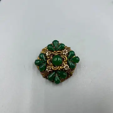 241 빈티지 그린 컬러 꽃 모양 브로치