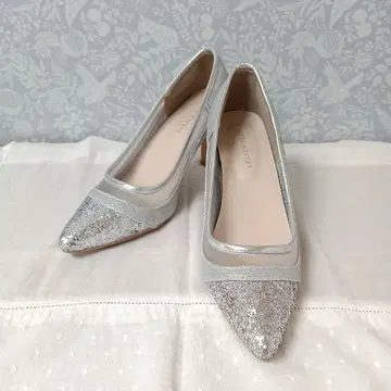 LEIEN PLUS 실버 글리터 펌프스 약 24.5cm