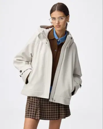 GU 코지 멜톤 숏 후디 코트 내추럴 xs
