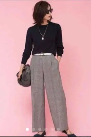 [ 플라스테 ] 인기 웜 리저브 와이드 팬츠 글렌체크 S