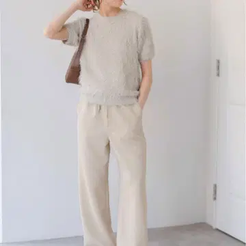 스픽 앤 스팬 페더얀 하프 슬리브 니트 그레이