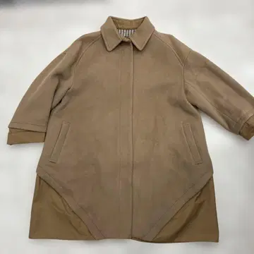 베이지 울 혼방 롱 코트