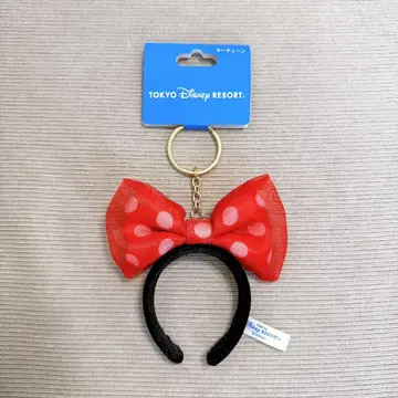 미사용 새상품 미니 리본 머리띠 키링 빨간색