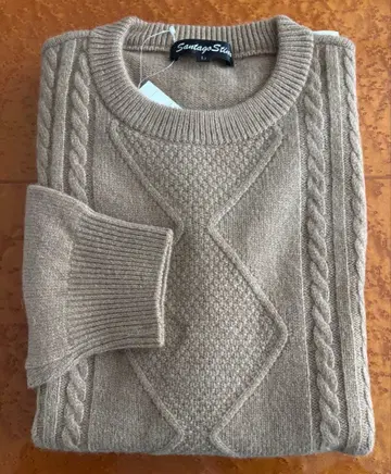 Santiago Style 베이지 남성용 케이블 니트 스웨터