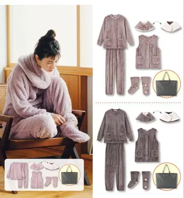 룸웨어 4세트 복슬복슬 퍼플 L