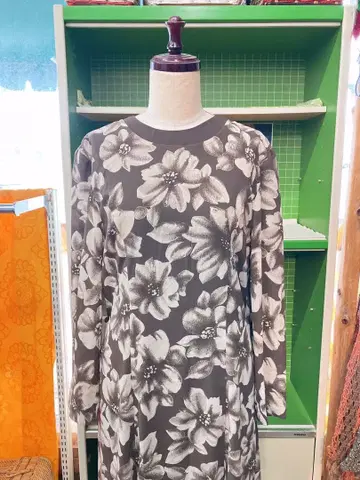 빈티지 브라운 꽃무늬 원피스 구제 의류 쇼와 레트로 1970s