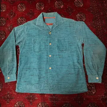 50s TOWN CRAFT 코즈 카스리 셔츠 터콰이즈 x 블랙