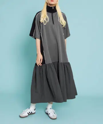 배색 절개 저지 원피스 푸뉴즈 사이즈 1 PUNYUS