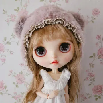 네오 브라이스 네오 아이시 인형용 베이지색 복슬복슬 곰 귀 모자 1개